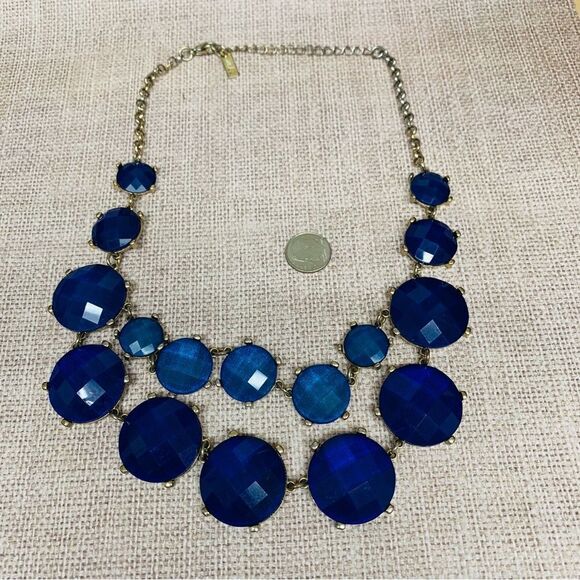 Mika Gold Acrylic Blue Crystal Double Strand Necklace - Picture 2 of 2